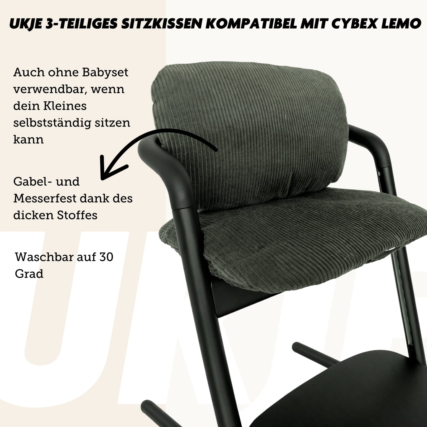 Cybex Lemo Sitzkissen | Dunkelgrün Rippstoff