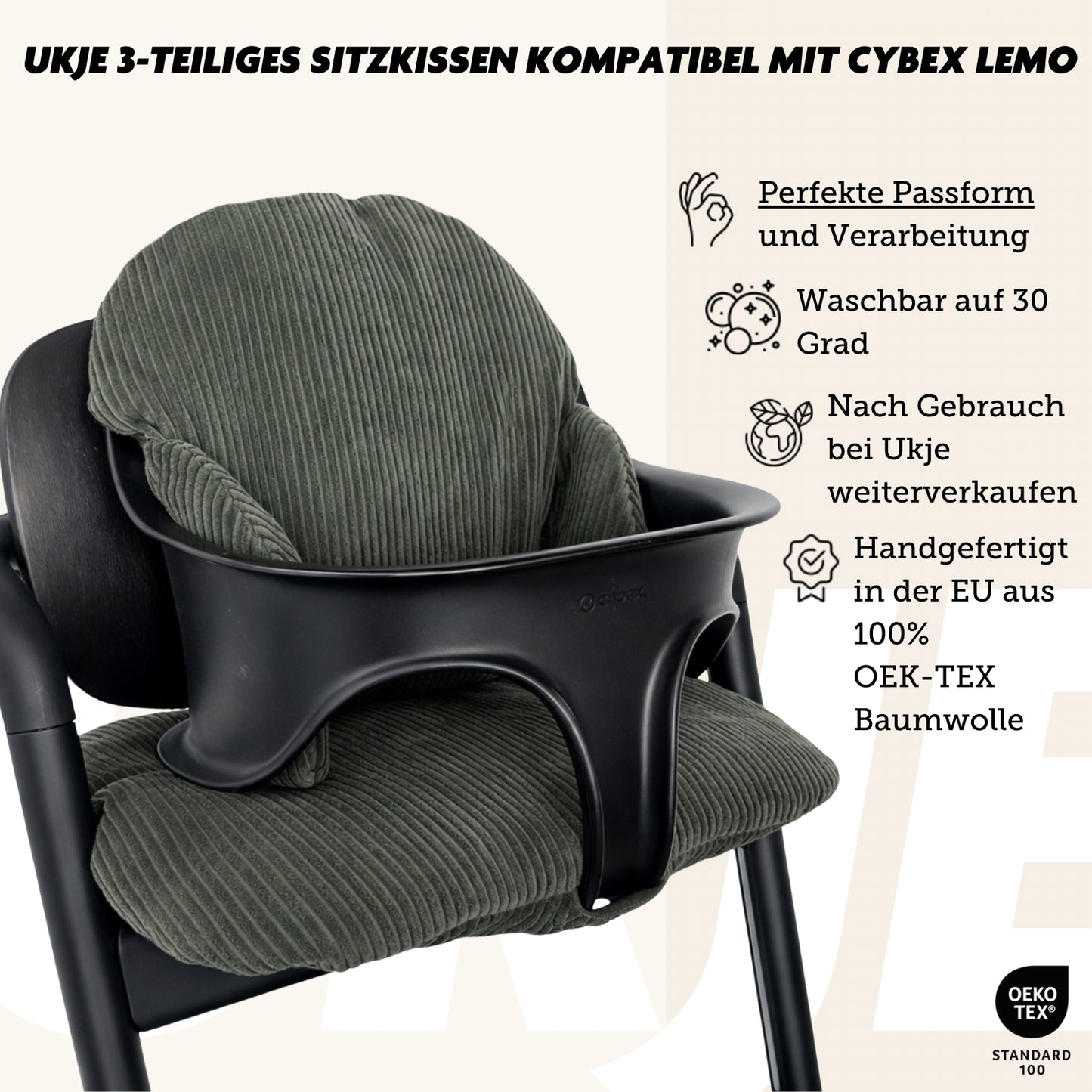 Cybex Lemo Sitzkissen | Dunkelgrün Rippstoff
