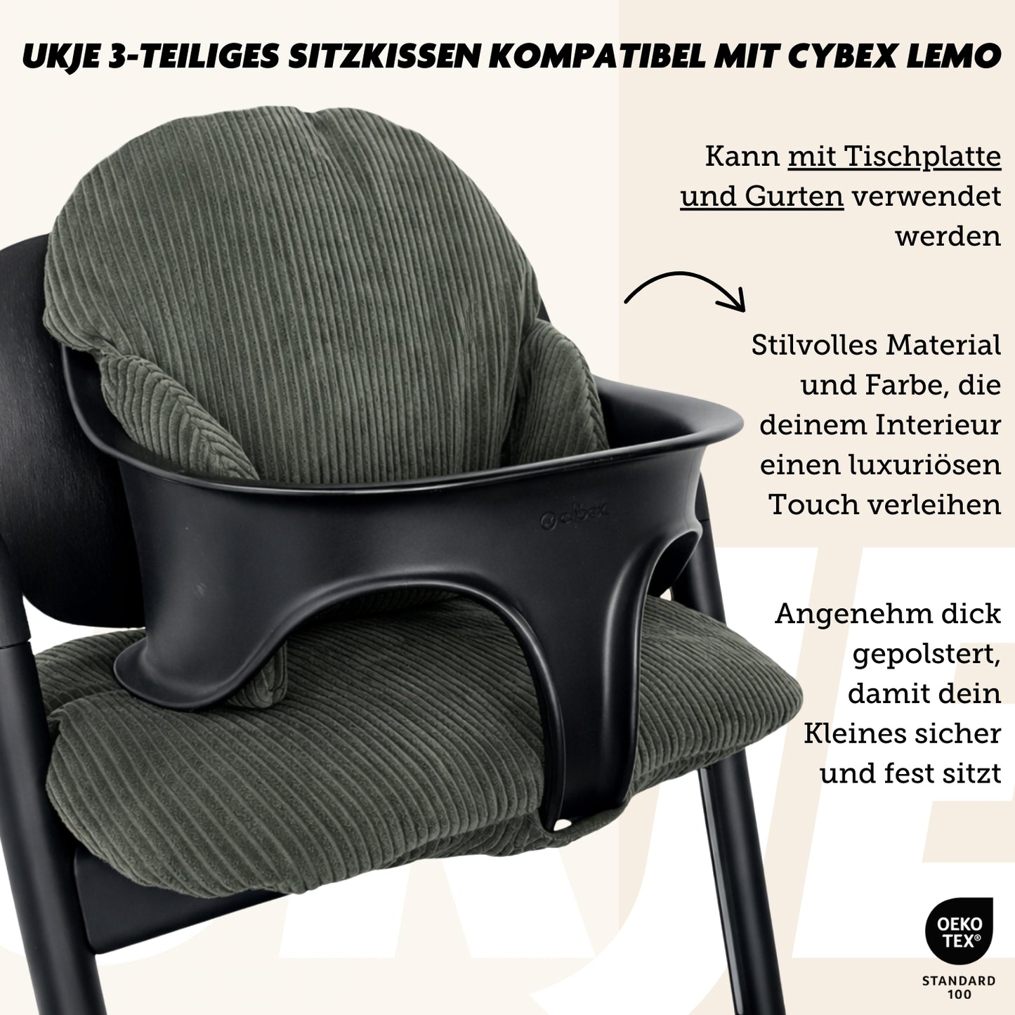Cybex Lemo Sitzkissen | Dunkelgrün Rippstoff
